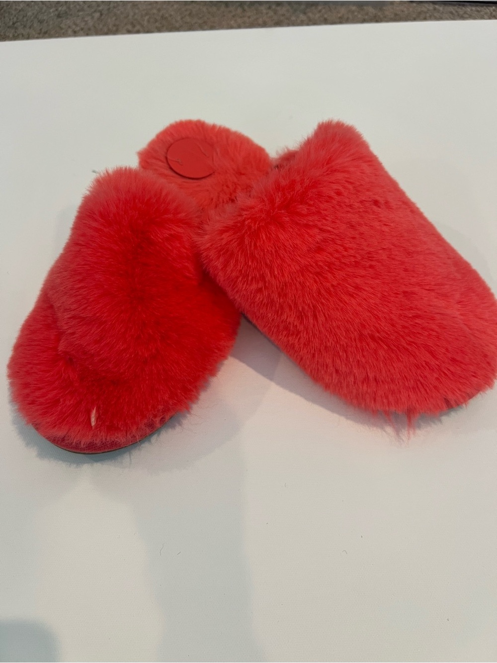 Plush Salmon Fuzzy Slip-On Slippers